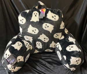 TK Maxx Rachel Zoe Black Faux Fur White Ghosts Lge Back Rest/Cushion Halloween - Picture 1 of 8