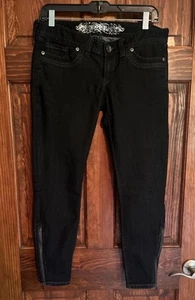 Express jeans womens Sz 6 Zelda Slim Fit legging low rise Black Zipper Legs - Picture 1 of 11