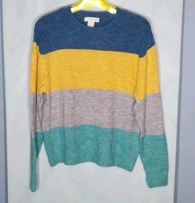  Suéter Pullover H&M Para Mujer Mezcla Lana XS Vibrante Bloques de Color Cálido Acogedor Retro  Foto 1 de 4