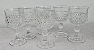 Set Of 6 Vintage Anchor Hocking Diamond Cut Wine Glasses - Picture 1 of 7