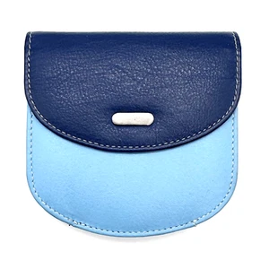 Leather Wallet Small Blue Franco Bonini RFID Blocking Card Spaces Coin Purse New - Picture 1 of 12
