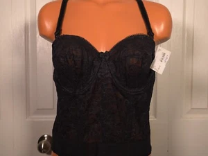 Goddess Women's Lace Bustier Longline Bra Style 689 Black Size 34C NEW - Picture 1 of 11