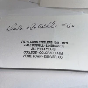 Dale Dodrill 1951 Pittsburgh Steelers Signed 3x5 Index Card - Picture 1 of 1