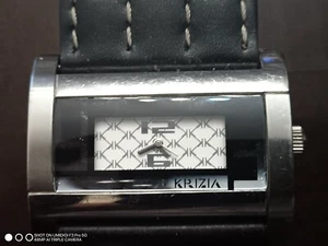 Designer KRIZIA Watch SS Vera Pelle New Battery RUNS Low production # - Picture 1 of 3
