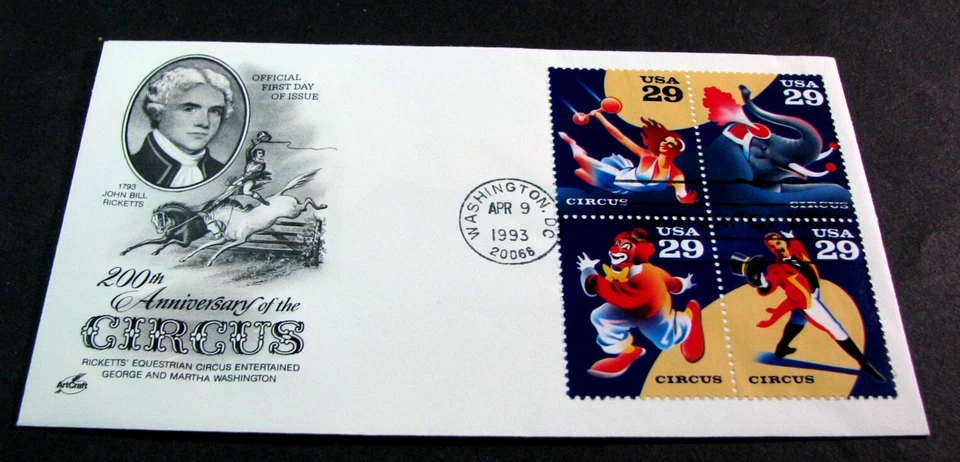 US Stamp FDC Scott# 2750-2753 Circus 1993 Used L756 - Image 1 of 1