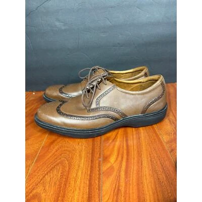 Dr. Zapatos Oxford Comfort #8320 WING de cuero marrón con punta de ala para hombre talla 13 M Foto 1 de 4
