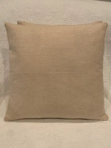 Set of 2 BEIGE Throw Pillows Double Sided Polyester Soft 18x18” New Ready! - Picture 1 of 5