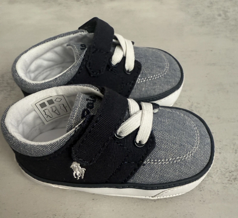 NEW Ralph Lauren Baby Crib Shoes Size 2 (3-6 mo) Infant Faxson X PS NWOB - Image 1 of 4