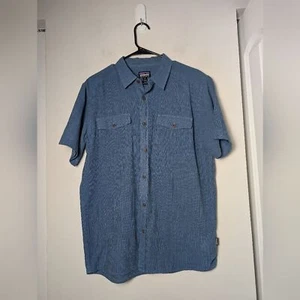 Patagonia Men's Back Step Shirt Blue Stripe Button Up Organic Cotton Sz M - Picture 1 of 8