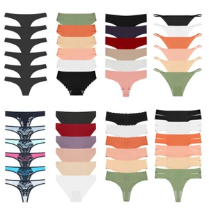 6 Pack Womens Cotton G-string Thongs Panties Bikini Seamless Underwear Panty - Picture 1 of 23