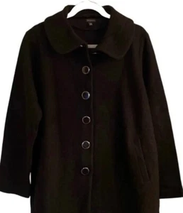 TALBOTS BLACK TEXTURED WOOL BLEND CAPE COAT PLUS 3X - Picture 1 of 5