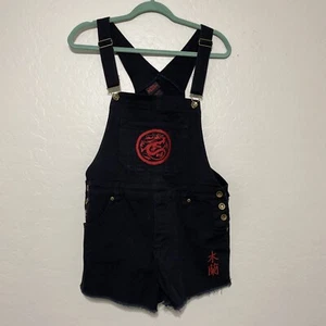 Disney Mulan Overalls Women’s Size Small Black And Red Short - Picture 1 of 9