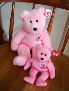NOS TY Beanie Buddy Pair 14" MUM + 9" Pink Baby Bear MUM Stuffed Animal Toy NEW - Picture 1 of 20