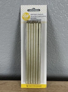 12 PCS Gold Metallic Birthday Candles, Tall Glitter Cuppcake Candles Long Thin - Picture 1 of 3