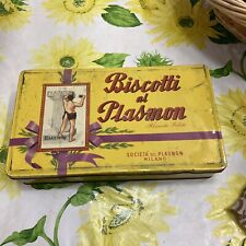 Scatola In Latta Biscotti Al Plasmon Alimento  Vintage Società Del Plasmon