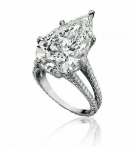 Anillo de compromiso de oro blanco de 14 quilates de diamante blanco talla pe... - Imagen 1 de 1