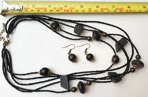 Set Ohrringe Halskette Modeschmuck 17" facettiert ausgewählte Perlen #7 - Bild 1 von 4