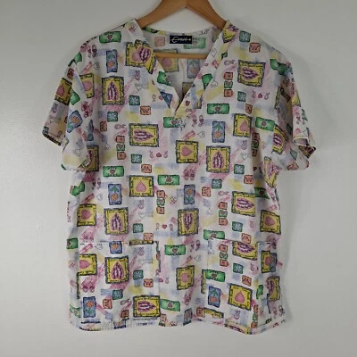 Scrub Top Women's Breast Cancer Ribbon Crest M - Image 1 of 4