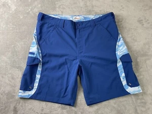 World Wide Sportsman Blue Camo Cargo Fishing Outdoor Shorts Mens Size 42 Pockets - Picture 1 of 15