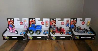 NEW ✹ Super Mario Bros Movie Pullback Racer Toy SET(X4) ✹ Toad Peach Mario Koopa - Image 1 of 4