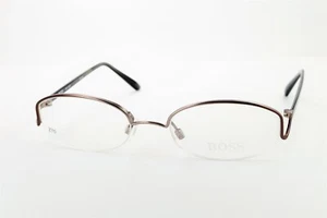 HUGO BOSS HB11537 BR Brown 49-19-130 Half Rim Eyeglass Frames ITALY Z70 - Imagen 1 de 12