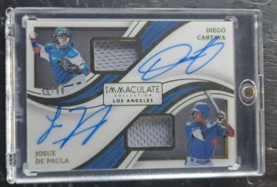 2023 Immaculate Material Signature Auto Diego Cartaya Josue De Paula Dodgers #99 - Image 1 of 2