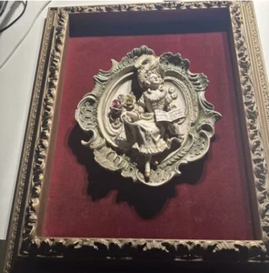 Victorian Bisque Plaques  Lady with music book Framed 18 X 22” - Picture 1 of 6