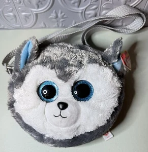 Nuevo Ty Slush Husky Dog 7" Gorro Boo Gris Cartera de Peluche Ojos Azules Juguete de Peluche Suave - Imagen 1 de 14