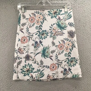 Loft Outlet Straight & Pencil Skirt Womens 0 Multicolor Cotton Blend Floral Zip - Picture 1 of 12