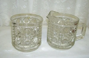 Antique Glass Pitcher and Sugar Set - Picture 1 of 2