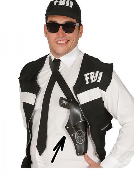 THE RUBBER PLANTATION ™ Black Leather Look FBI Gun Shoulder Holster Fancy Dress Adults Cop Holder Police