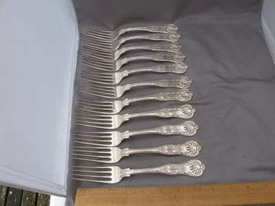 JUEGO DE 11 TENEDORES DE CENA Sterling TIFFANY patrón REYES AL POR MENOR-8 pulgadas-mono APR Foto 1 de 4