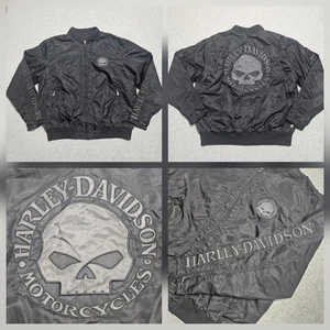 Giacca Bomber Harley Davidson Teschio Nero Grande Maglia Moto - Foto 1 di 14