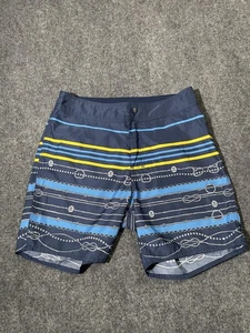 Stussy Boardshorts Herren 30 dunkelblau gestreift Seil Badehose Polyester - Bild 1 von 9