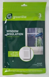 Greenlite Kit Isolamento Finestre Confezione da 3 Pellicole Termoretraibili 42x62 Trasparente Guarnizione Bozza Interno - Foto 1 di 5