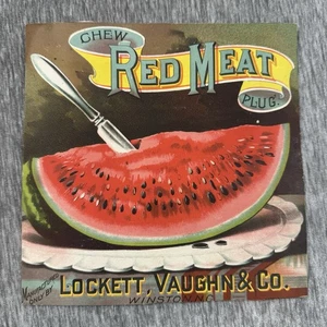Letrero publicitario Lockett, Vaughn & Co. tapón de carne roja para masticar tabaco Winston, Carolina del Norte - Imagen 1 de 6