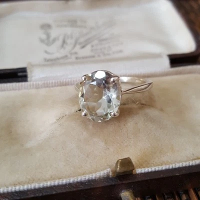 Anillo de plata de ley 925, anillo de piedras preciosas de amatista verde genuina, tamaño M.5 EE. UU. 6.5  Foto 1 de 4