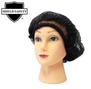 21 inch Polypropylene Black Hair Mob Cap Latex Free 1000 Pieces - Picture 1 of 1
