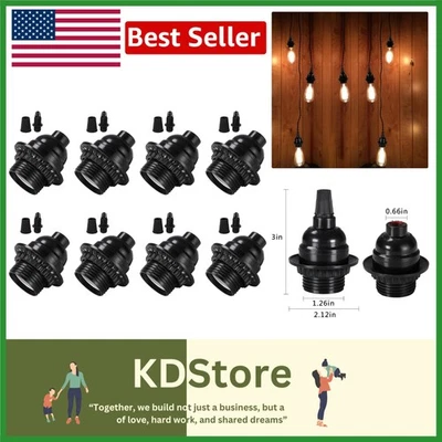 Vintage E26/E27 Light Sockets – Heat-Resistant, Safe, 8-Pack - Image 1 of 4