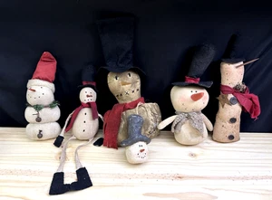 Lot 6 primitive snowman dolls (5)/ornament (1) - Picture 1 of 17