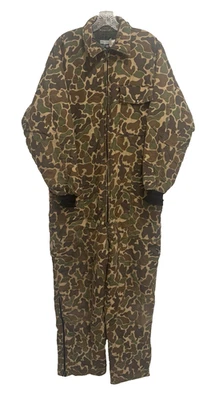 Vintage SafTBak Hunting Coveralls XL/XXL Men's Duck Camo Quilted Lining Zip USA - Image 1 of 4