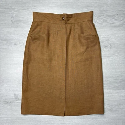 Falda lápiz vintage de lino camel Valentino Miss V   Foto 1 de 4