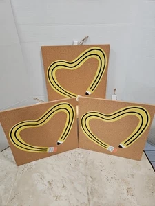 3- Heart-shaped pencil design, Cork/Pin Bulletin Board-Teachers Gift.   11.75" - Picture 1 of 9