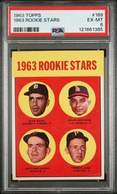 1963 Topps Gaylord Perry Tommy Sisk Dick Egan J Navarro Rookie Stars # 169 PSA 6 Foto 1 de 2