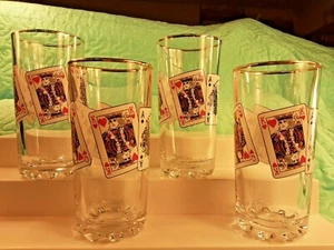 Juego de 4 vasos de cóctel de póker de doble cara PASABAHCE borde dorado - Imagen 1 de 11