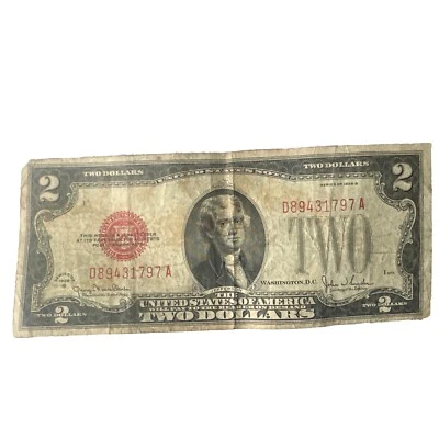 Antique United States $2.00 Bill Red Seal Series Of 1928 G - Image 1 of 3