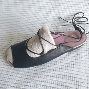 CAMPER bequeme RÖMER SANDALEN Schnür Sandalette LEDER Schwarz FLACH Lagenlook 39 - Bild 1 von 12