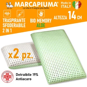 CUSCINO BIO MEMORY ALOE ALTO 14 SFODERABILE BIO DOUBLE 2 in 1 Marcapiuma - Imagen 1 de 9