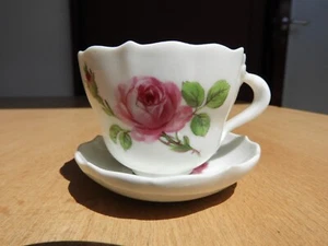 Mocataza Knaufzeit MEISSEN PORCELANA ROJA ROSA + plato marca de espadas - Imagen 1 de 7
