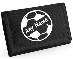 Football Name Design Personalised Boys Kids Ripper Wallet With Coin Holder, Xmas - Picture 1 of 12